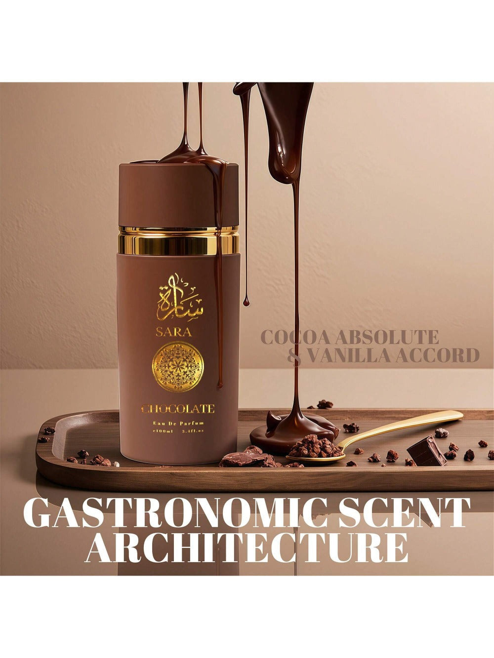 Women's Perfume Sarah Chocolate Gourmand Eau de Parfum — Long Lasting Sweet Floral Fragrance 3.4 oz | Cocoa, Vanilla & Amber | Romantic Gift for Her