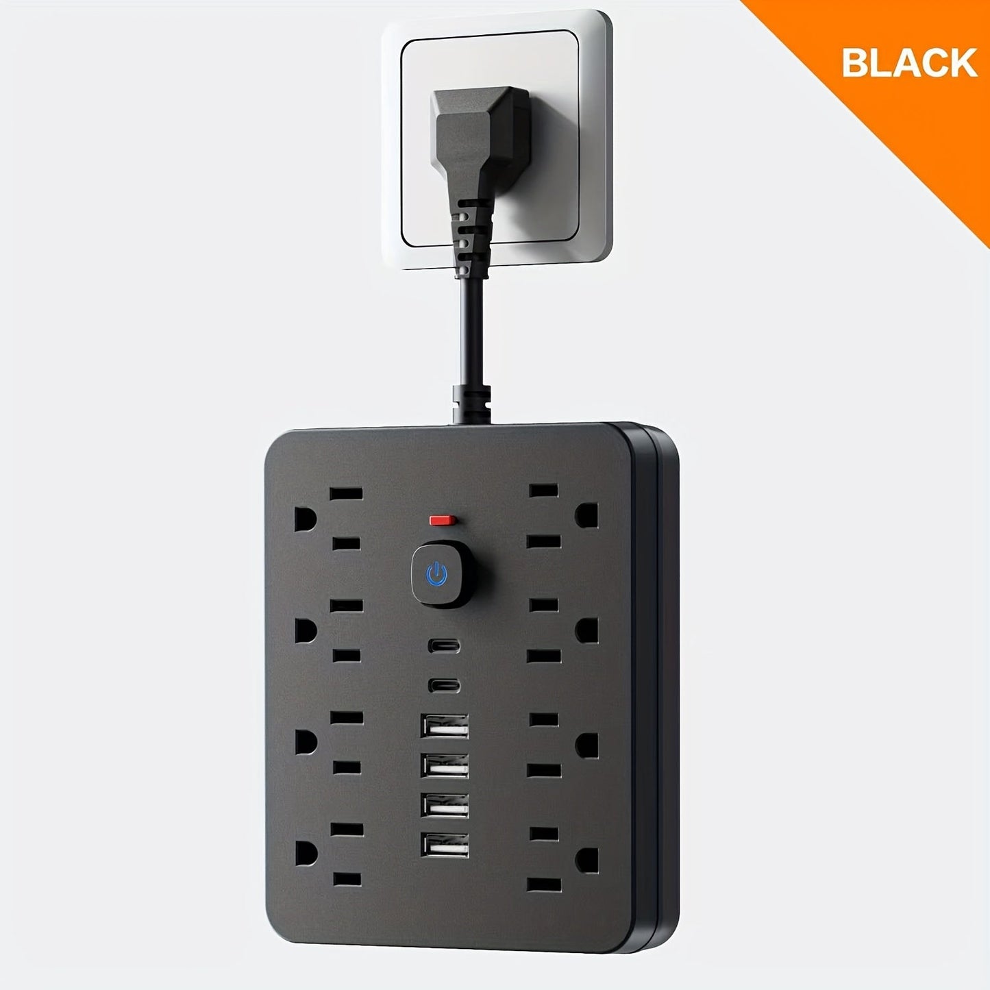 Power Strip Wall-Mount Outlet Extender with 10-in-1 or 14-in-1 Port Layout, USB-C and Master Switch