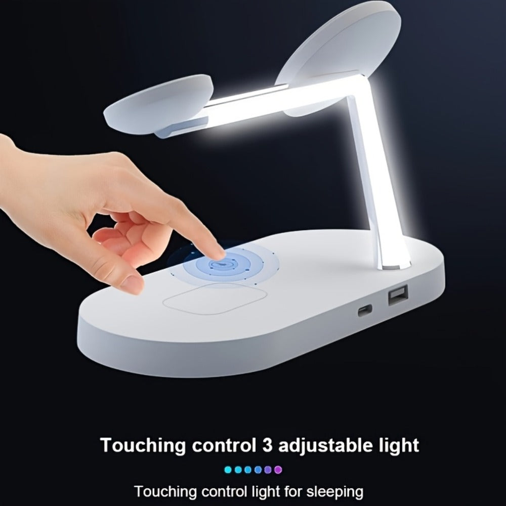Wireless Charging Station, 3-in-1 Magnetic Stand with QC3.0 Adapter, Clock Display and White or Black Options