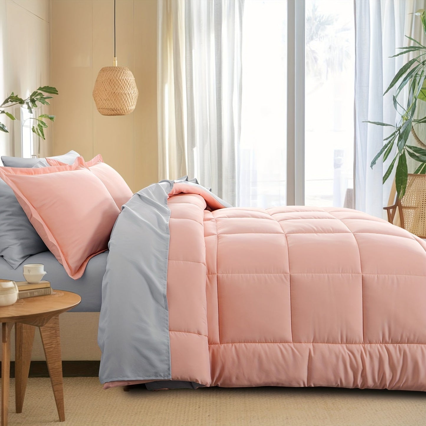 7 Piece Comforter Set Luxury Soft Fluffy Bedding All Season Bed in a Bag with Comforter Fitted Sheet Flat Sheet Pillowcases Hypoallergenic Breathable Easy Care Queen King Twin XL Full