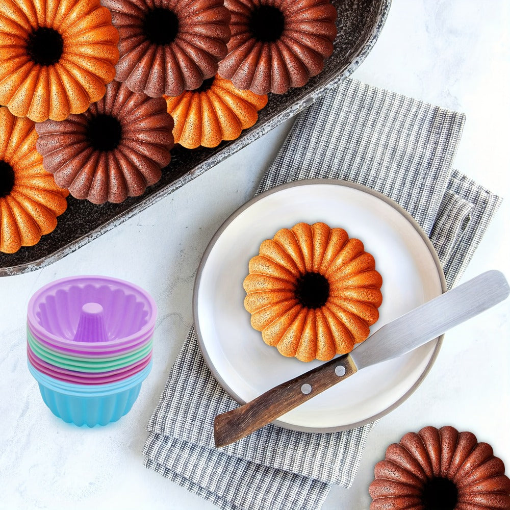 48-Piece Silicone Donut Mold Set with Four Shapes in Small or Medium Sizes for Muffins and Cupcakes