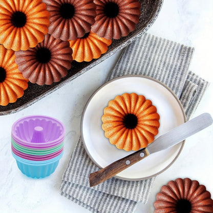 48-Piece Silicone Donut Mold Set with Four Shapes in Small or Medium Sizes for Muffins and Cupcakes