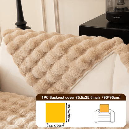 Sofa Cover Bubble Faux Rabbit Fur Panels with Silicone Non-Slip Backing for Seat, Armrest or Backrest