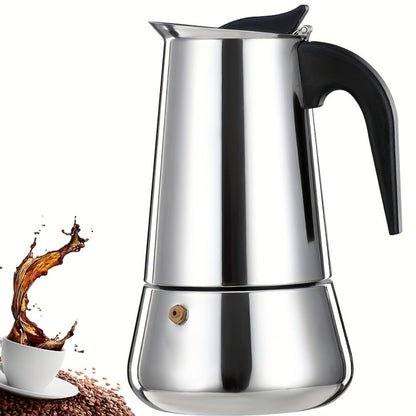Straight-Sided Stovetop Moka Pot with Reusable Filter, Safety Valve and 2-, 4-, 6-, 9- or 12-Cup Options