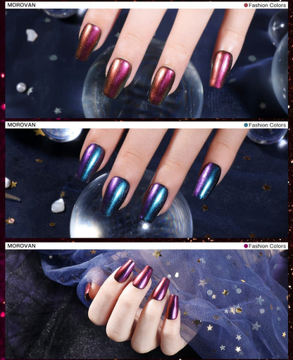 Six-Piece Holographic Nail Polish Set with Metallic Rainbow Shimmer Shades in 0.25 oz Air-Dry Bottles