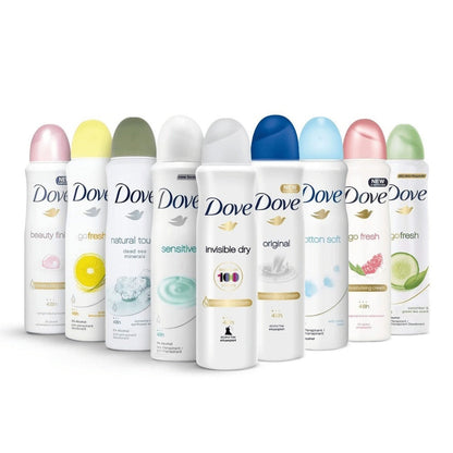 Dove Advanced Care Deodorant Spray Assortment, 150 ml Cans with Three-, Six- or Twelve-Count Options