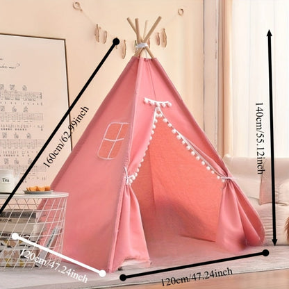 Kids Teepee Play Tent with 140 x 120cm Frame, White, Blue, Pink or Star Fabric Options and No Sitting Mat