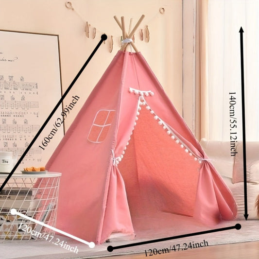 Kids Teepee Tent Indoor Outdoor Play Tent – Nordic Conical Princess Playhouse, Washable Kids Play Tent for Toddlers & Children | White, Blue, Pink, Star | Birthday Christmas Gift
