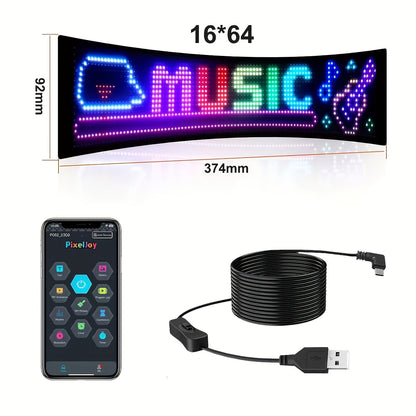 LED Matrix Panel Flexible Programmable Display - Bluetooth APP Control, USB Powered DIY LED Sign Board, Custom Text & Animation for Store Car Hotel Holiday Decoration
