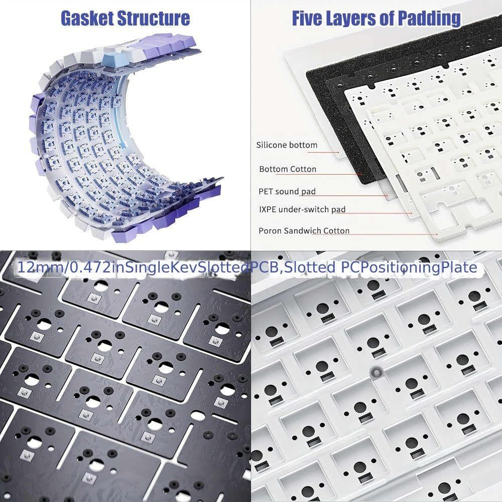 Hot Swap Gasket Mechanical Keyboard AJAZZ AK820 75% – Wireless 2.4GHz & Wired, Volume Knob, South-Facing RGB, Poron Foam, PBT Keycaps, Programmable, 11 Switch & Color Options for PC & Mac