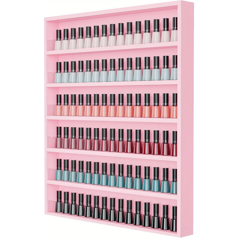 Nail Polish Rack Wall Mount Organizer 6-Tier & 10-Tier with Acrylic Baffle – Salon Display Shelf for Nail Polish Storage, Home Nail Studio & Spa, Black White Pink