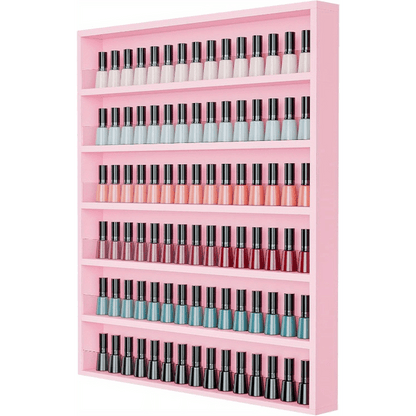 Nail Polish Rack Wall Mount Organizer 6-Tier & 10-Tier with Acrylic Baffle – Salon Display Shelf for Nail Polish Storage, Home Nail Studio & Spa, Black White Pink