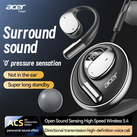 Acer TWS Wireless Earbuds Hook Design Low Latency Gaming 2025 New – HiFi Deep Bass Noise Reduction Ultra-Long Battery Touch Control Lightweight for Sports Running Daily Use