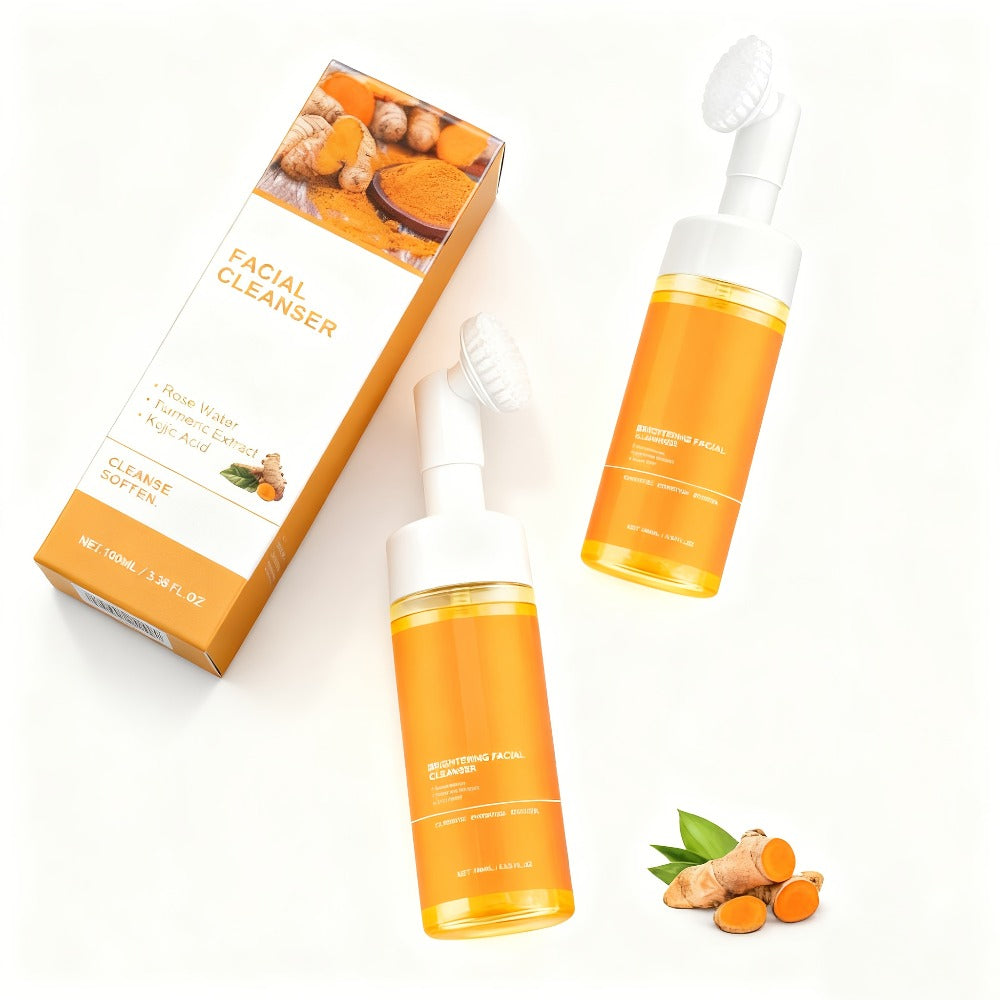 Two-Piece Turmeric and Kojic Acid Facial Cleanser Set in 3.38 oz Travel-Size Tubes for Daily Skin Care