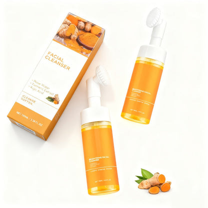 Two-Piece Turmeric and Kojic Acid Facial Cleanser Set in 3.38 oz Travel-Size Tubes for Daily Skin Care