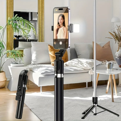 Anti-Shake Selfie Stick Tripod 68 Inch Retractable with Wireless Bluetooth Remote & 360° Rotation – Professional Stabilizer Phone Tripod for Travel Vlog Live Streaming iPhone Android