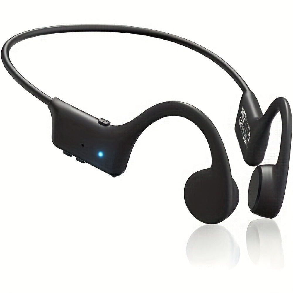 Black Open-Ear Wireless Sports Headset with Behind-the-Neck Band and Single Checkout Option