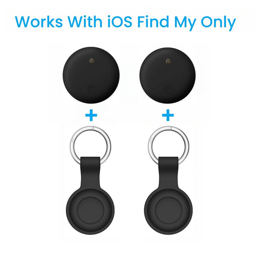 Apple Find My Tracker 2 Pack AirTag-Size Bluetooth Key Finder with Keychain Holder – Anti-Lost Locator for Keys Pets Bags Luggage, 1-Year CR2032 Battery, iOS Smart Tag, Tech Gift for iPhone Users