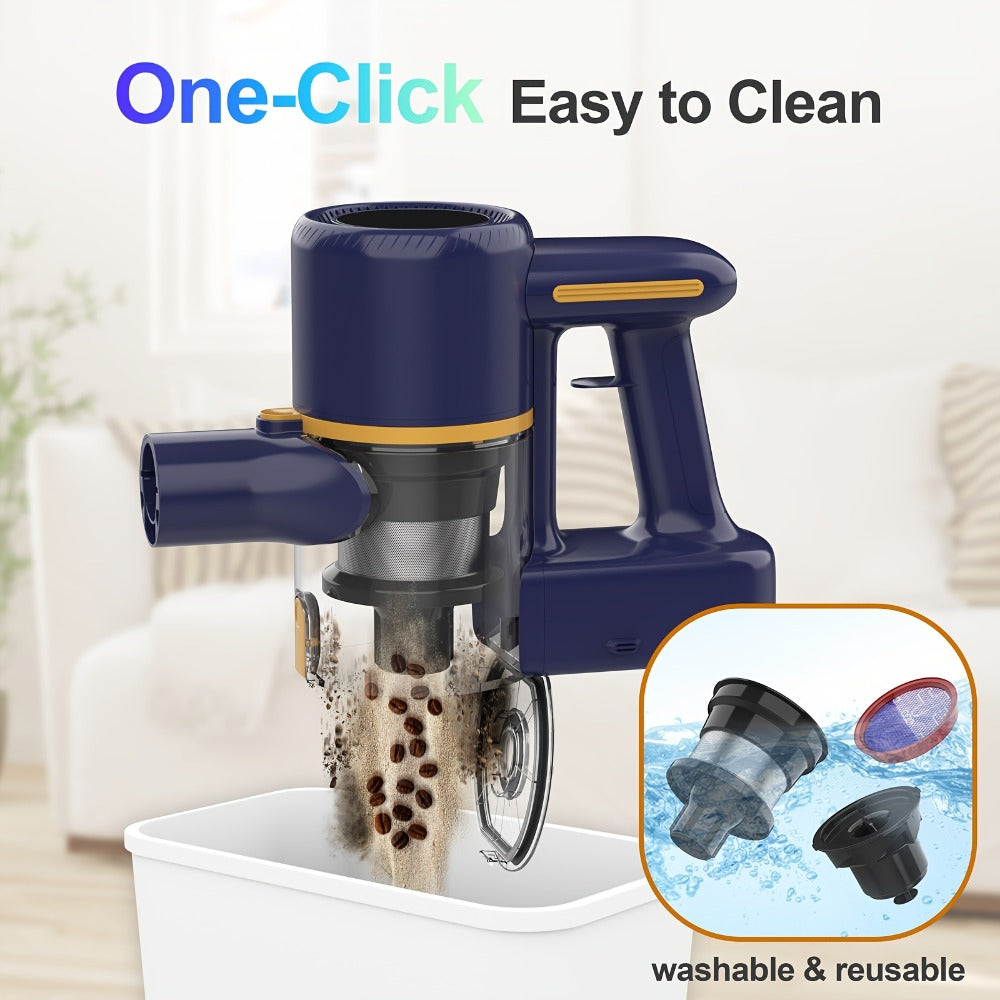 Stick and Handheld Vacuum Cleaner with LED Floor Head, Straight or 180-Degree Foldable Tube Options