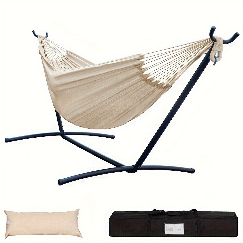 Hammock and Steel Stand Set with Pillow, Carry Case, Eight Colors and 450 lb Load-Limit Marking