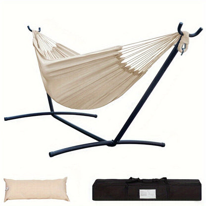 Hammock and Steel Stand Set with Pillow, Carry Case, Eight Colors and 450 lb Load-Limit Marking