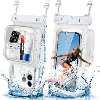 Waterproof Phone Pouch 2 Pack Floating Dual Compartment Dry Bag – 7.5 Inch Shockproof Sandproof Clear Case for iPhone 16 15 14 13 12 Pro Max & Android, Swimming Kayaking Beach Water Sports