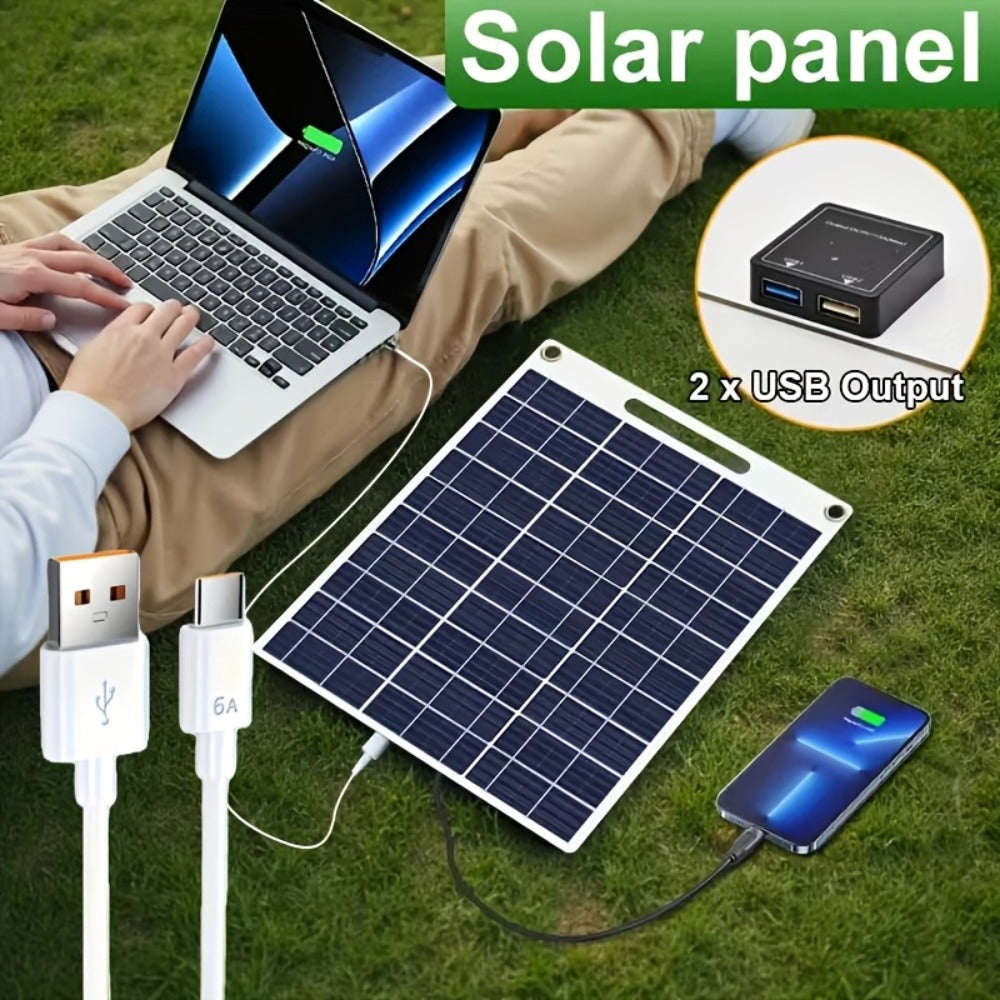 Solar Panel Phone Charger USB – Flexible Photovoltaic Outdoor Charging Panel with USB Cable, Portable Solar Power Generator for Camping, RV, Hiking & Emergency Device Charging (2W / 10W)