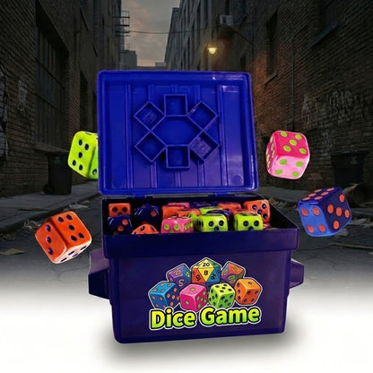 Eighty-Dice Party Board Game with Storage Bin, Four Color Sets, Lid Board and Adult Group Rules