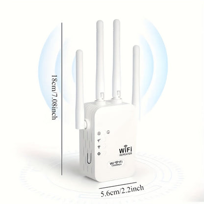 WiFi Extender 1300Mbps Dual Band AP & Relay Mode - 4 Powerful Antennas Full House Coverage, Ethernet Port