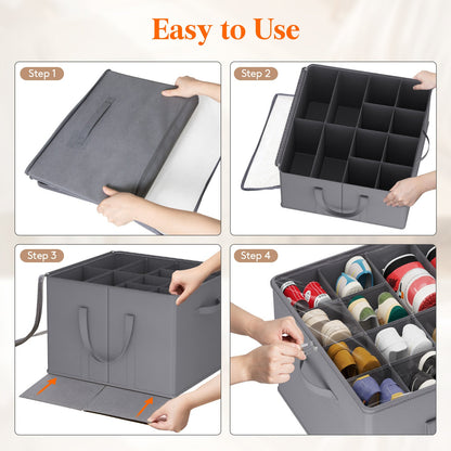 Shoe Storage Organizer with Clear Cover – Foldable Shoe Box for Closet, Fits 12-16 Pairs, Reinforced Handles, Dust-Proof Non-Woven Fabric, Space-Saving Stackable Design for Boots Heels Sneakers, 1/2/3 Pack