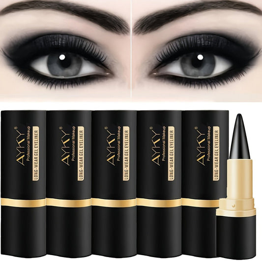 Solid Matte Black Eyeliner 6 Pack Waterproof Smudge-Proof Long-Lasting Cream Formula — Bold Defined Eyes, Beginner Friendly, All-Day Wear, Value Eye Makeup Gift Set for Women
