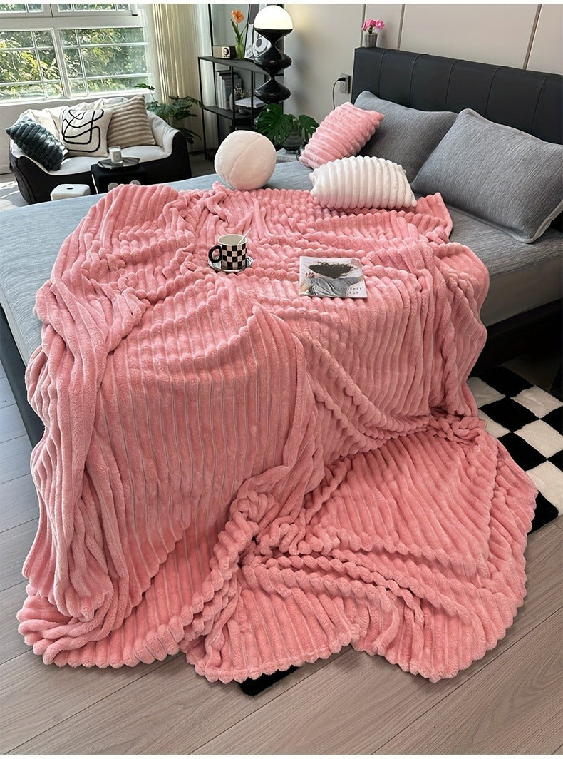 Channel-Textured Throw Blanket in Seven Colors and Four Displayed Size Options from 50 x 60 to 108 x 90 Inches