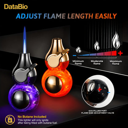 Orb-Design Torch Lighter with Auxiliary Light, Top Rocker Control and Three Body Color Options
