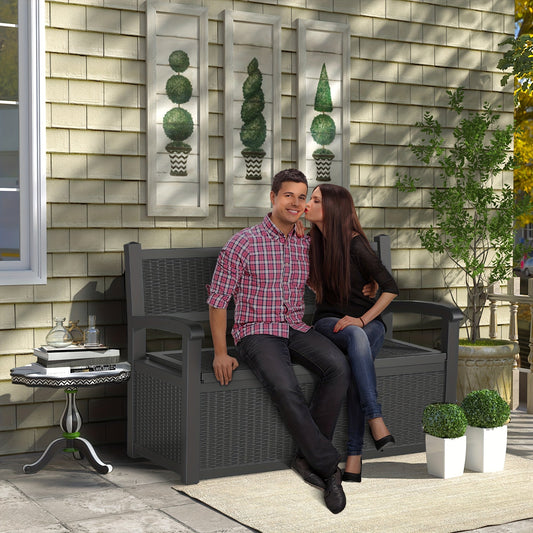 Deck Box | Outdoor Storage Bench Patio Rattan Pool Tools 400 LB Seat