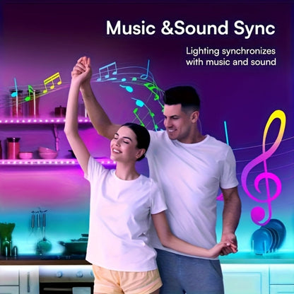 RGB LED Strip Lights 32.8ft Bluetooth Music Sync - 5050 Color Changing Tape Light, 44-Key IR Remote