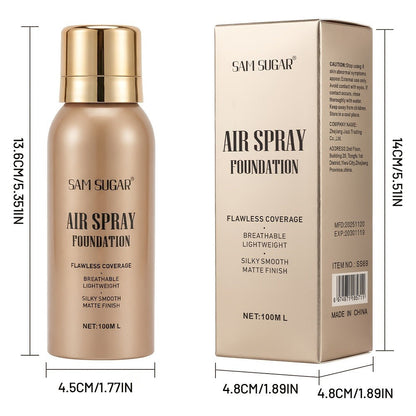 Spray-Format Face Foundation with Brush in Three Exact Numbered Checkout Shade Options for Face Makeup