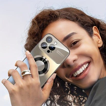 Phone Case Matte Titanium-Finish Magnetic Cover with Built-In Glass Lens Protector for Select iPhone Models