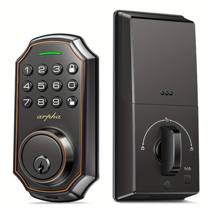 100 Code Keypad Door Lock Smart Keyless Entry Deadbolt – Anti-Peep Password, One-Touch Auto Lock, Fingerprint & WiFi Options, Zinc Alloy Front Door Lock, Easy Install, Low Battery Alarm, Black Silver
