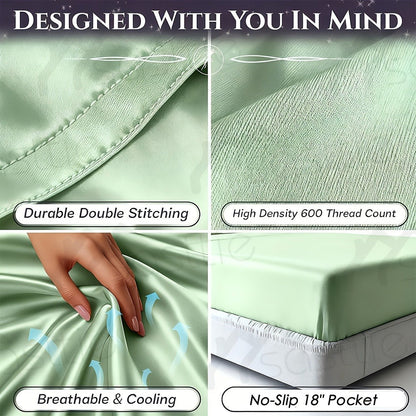 Four-Piece Sheet Set with Flat Sheet, Fitted Sheet, Two Pillowcases and 48 Exact Color-Size Options