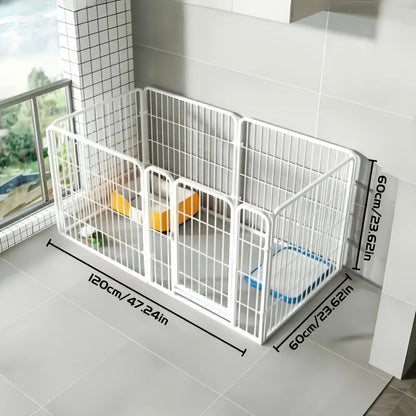 Indoor Dog Enclosure Stainless Steel Multi-Functional Playpen with Resting Play & Potty Training Areas - Flexible Modular Design for Small Medium Dogs Easy Assembly Pet Playpen