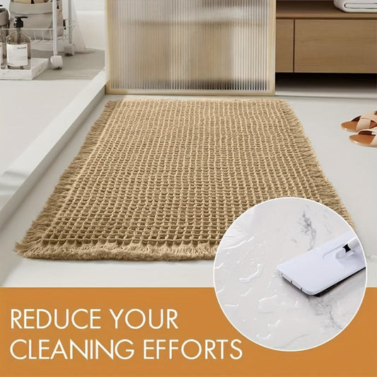 Non-Slip Bath Mat with Tassels Super Absorbent Ultra Soft Machine Washable Bathroom Rug with Anti-Skid Backing 2 Sizes