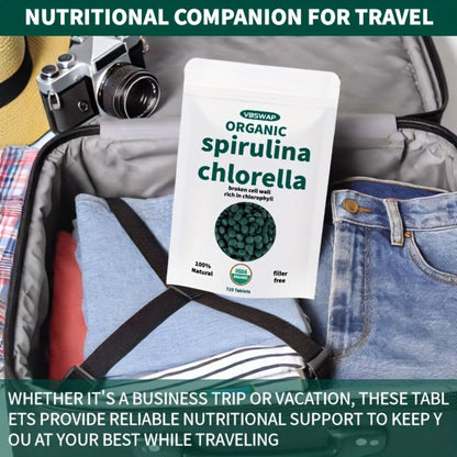 Organic Chlorella & Spirulina Tablets 720 Count – 4 Month Supply, 50/50 Superfood Blend, Cracked Cell Wall, Vegan Protein, No Fillers | Daily Green Supplement | ShopVora UK