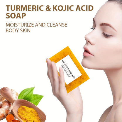Handmade Turmeric Lemon Soap Bar Set Natural Exfoliating Face Body Cleansing Oil Control Alcohol Free with Lathering Screens 6 / 12pcs