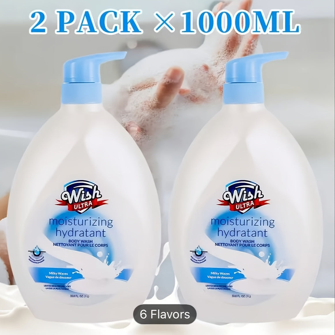 Pump-Bottle Body Wash with Vitamin E Label, Five Scent Options and Single or Two-Piece Packs