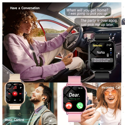 Smartwatch with 3 Straps Set 1.83" Full Touch Screen – Wireless Calling Multi Sport Mode Navigation Remote Camera Music USB Rechargeable for Men Women Black Pink Silver Gold