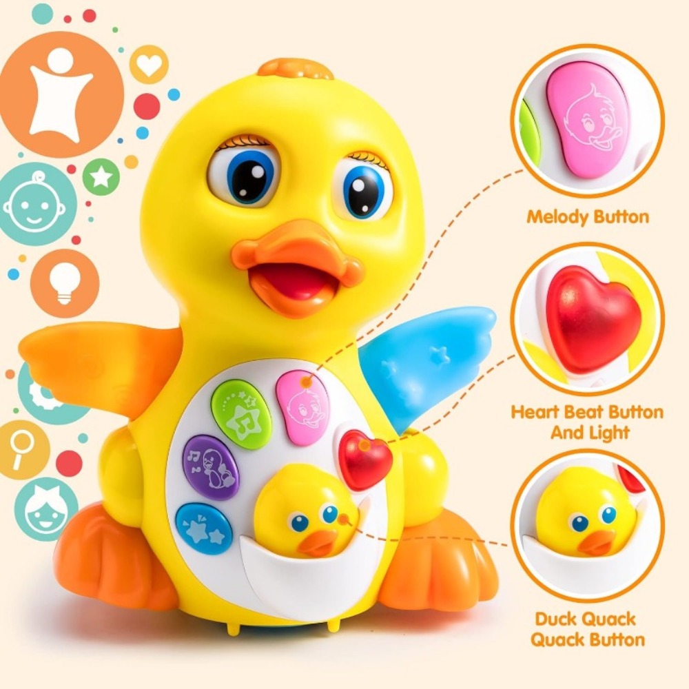 Dancing Walking Musical Duck Baby Toy with Music & Lights – Interactive Light Up Learning Toy for Infants & Toddlers 6 Months+, Sensory Crawling & Walking Toy, Perfect Christmas & Baby Shower Gift