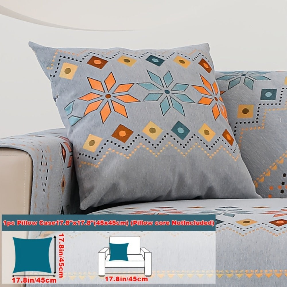 Sofa Cover Bohemian Chenille Jacquard Knit Sections with Anti-Slip Feature for Seat, Armrest or Backrest