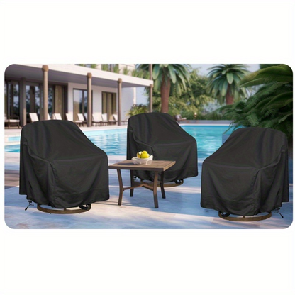 Two-Pack Swivel Patio Chair Covers in Black, 27.5 x 32.5 x 43 Inches for Outdoor Furniture