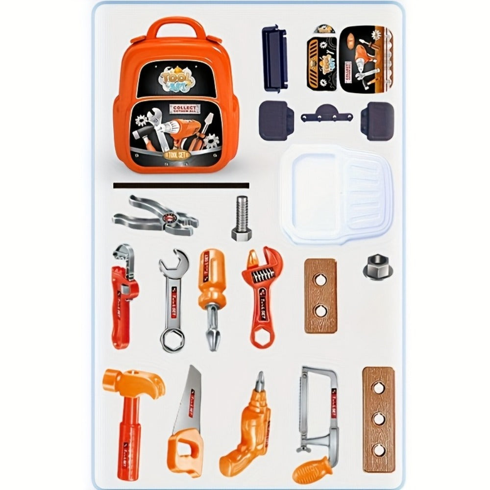 Kids Tool Backpack Set 22pcs for Boys – Pretend Play Home Repair Tool Kit with Carrying Backpack | Toddler Construction Toy with Hammer Wrench Screwdriver, Birthday & Christmas Gift for Boys Ages 3 4 5 6