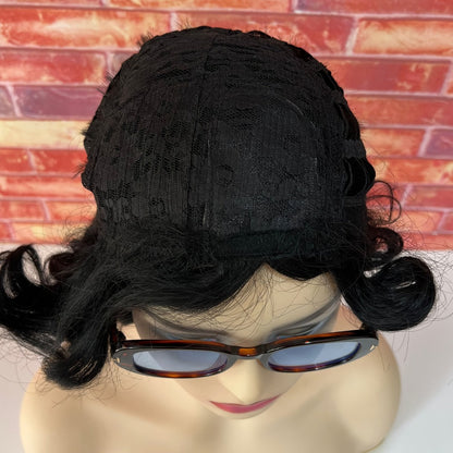 Synthetic Wig 12-Inch Loose-Curly Afro Bob with Rose Net Cap in Black, Brown or Deep Red for Holiday Styling
